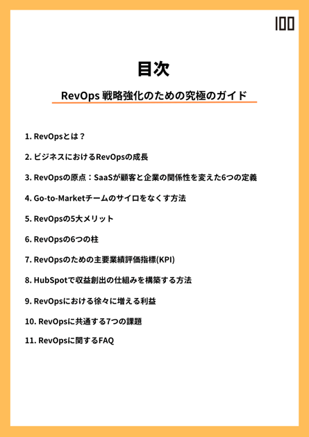 RevOps 戦略強化のための究極ガイド Eブック 目次